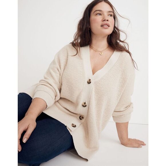 Madewell Lovell Cardigan Sweater size L Cream Harvest Moon - Picture 1 of 12